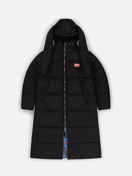 LONG BUNNY PUFFER JACKET in BLACK