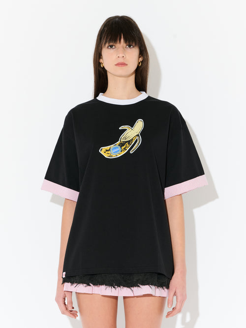 TURN UP TEE in BLACK YELLOW BANANA | Charles Jeffrey Loverboy