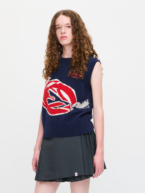 GRAPHIC VEST in NAVY RED LOBSTER | Charles Jeffrey Loverboy