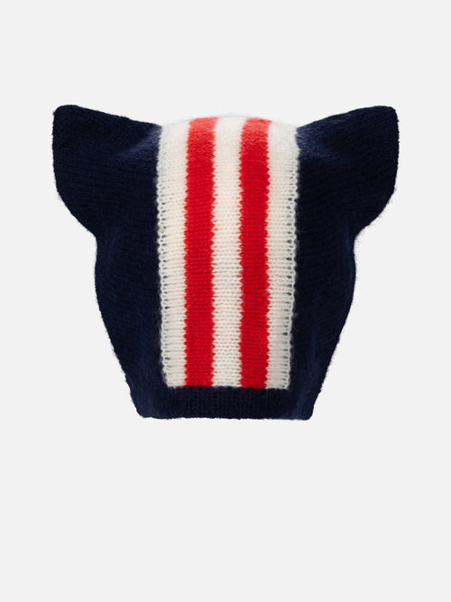 EARS BONNET in NAVY RED WHITE