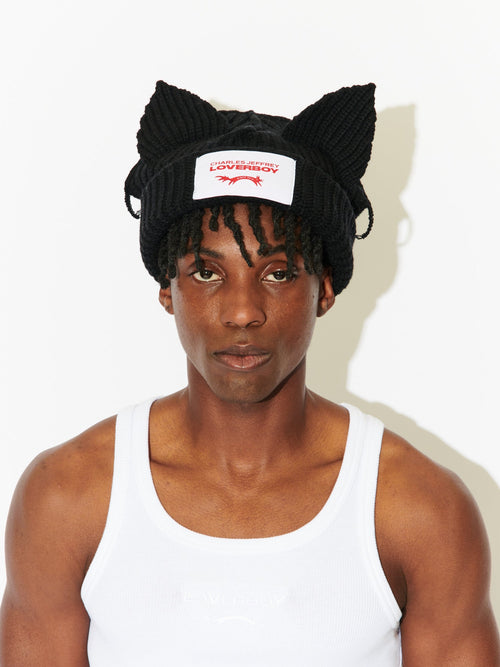 CHUNKY EARS BEANIE in BLACK