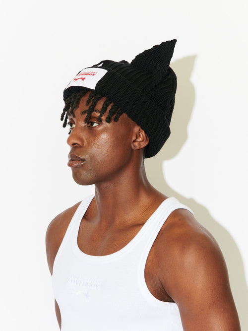 CHUNKY EARS BEANIE in BLACK