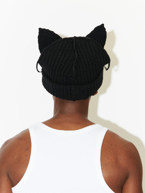 CHUNKY EARS BEANIE in BLACK