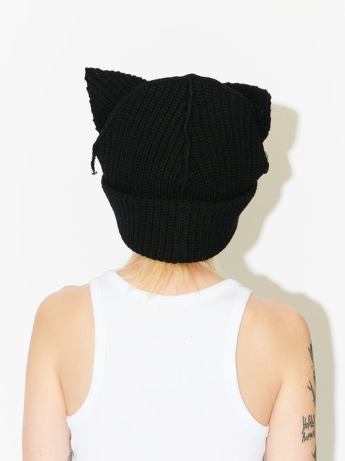 SUPERSIZED CHUNKY EARS BEANIE in BLACK