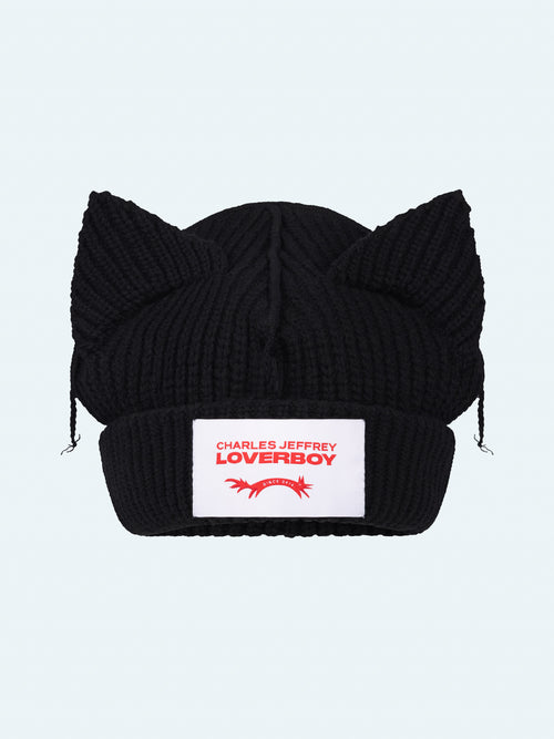 SUPERSIZED CHUNKY EARS BEANIE in BLACK | Charles Jeffrey Loverboy