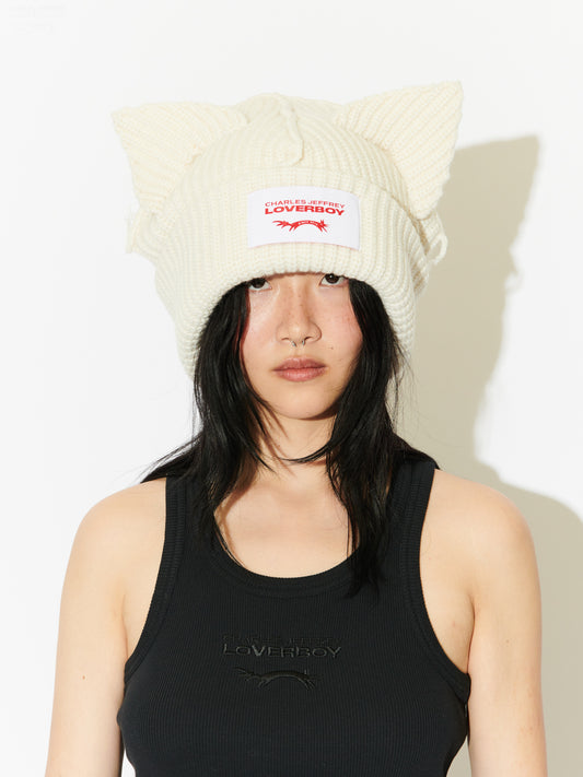 SUPERSIZED CHUNKY EARS BEANIE in ECRU