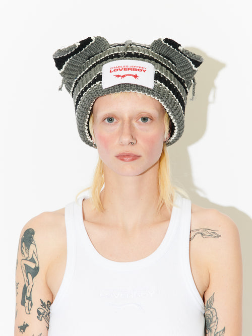 CHUNKY EARS BEANIE EXCLUSIVE in ECRU AND BLACK