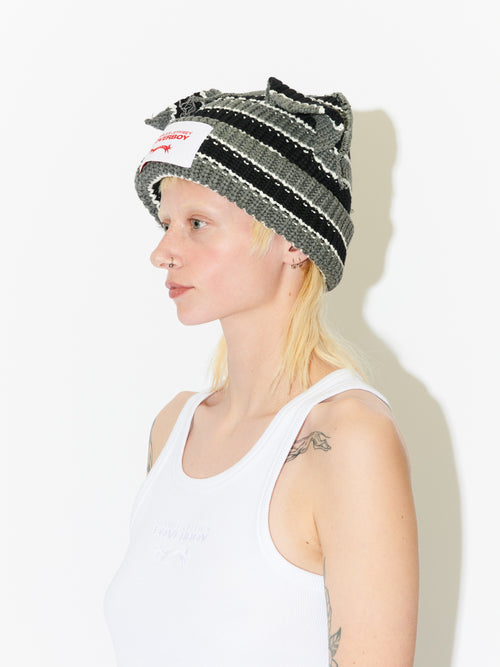 CHUNKY EARS BEANIE EXCLUSIVE in ECRU AND BLACK
