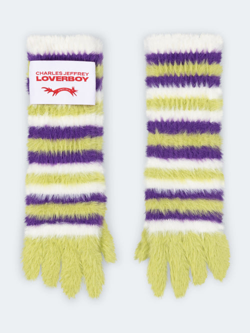 FLUFFY STRIPED GLOVES | Charles Jeffrey Loverboy