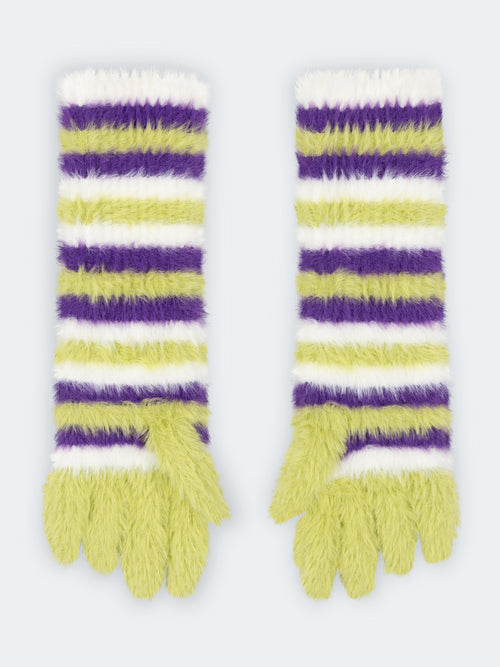 FLUFFY STRIPED GLOVES