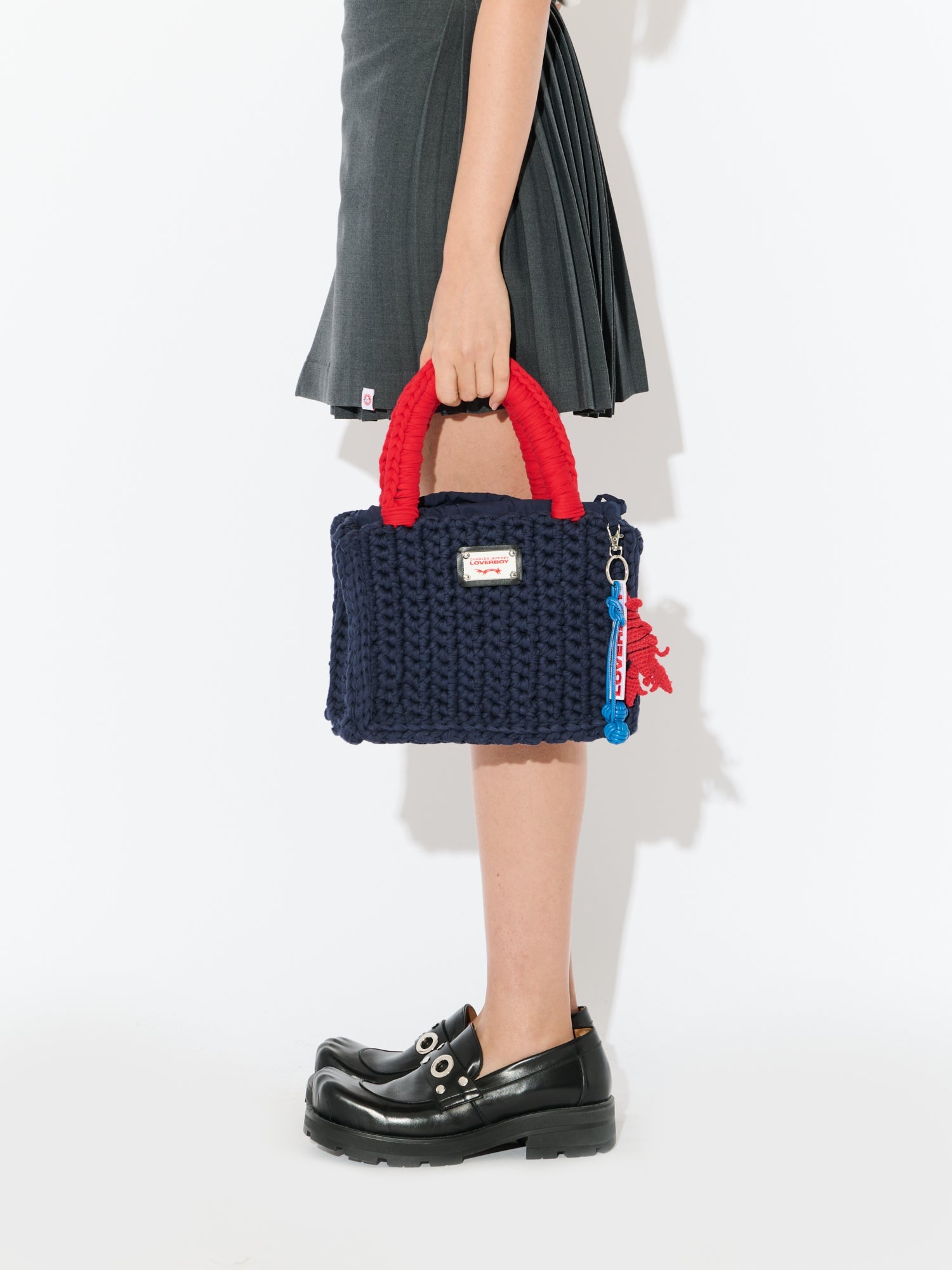 BUCKET BAG WITH LOBSTER CHARM in NAVY RED – Charles Jeffrey Loverboy
