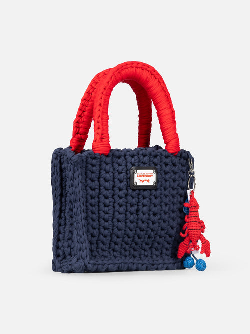 BUCKET BAG WITH LOBSTER CHARM in NAVY RED | Charles Jeffrey Loverboy