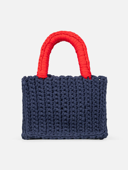 BUCKET BAG WITH LOBSTER CHARM in NAVY RED