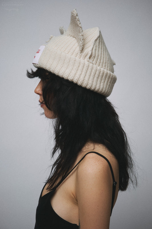 CHUNKY EARS BEANIE in ECRU