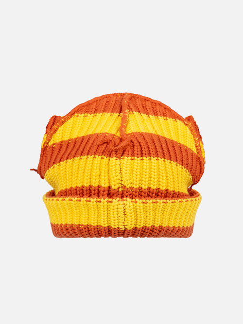 CHUNKY EARS BEANIE in YELLOW ORANGE STRIPE