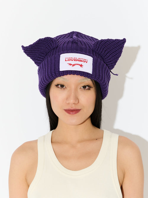 CHUNKY EARS BEANIE in PURPLE