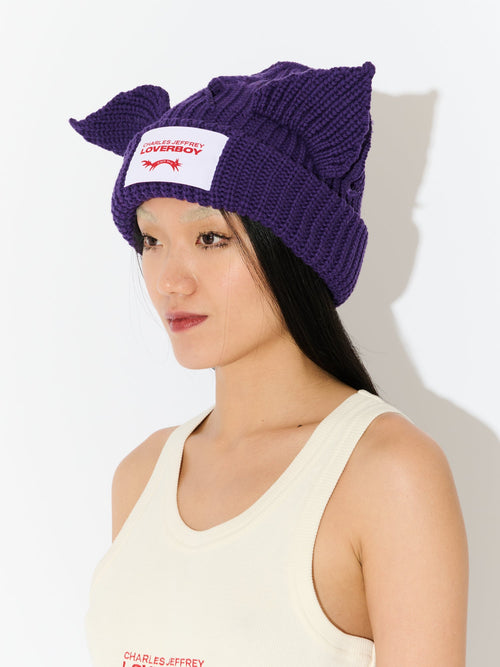 CHUNKY EARS BEANIE in PURPLE