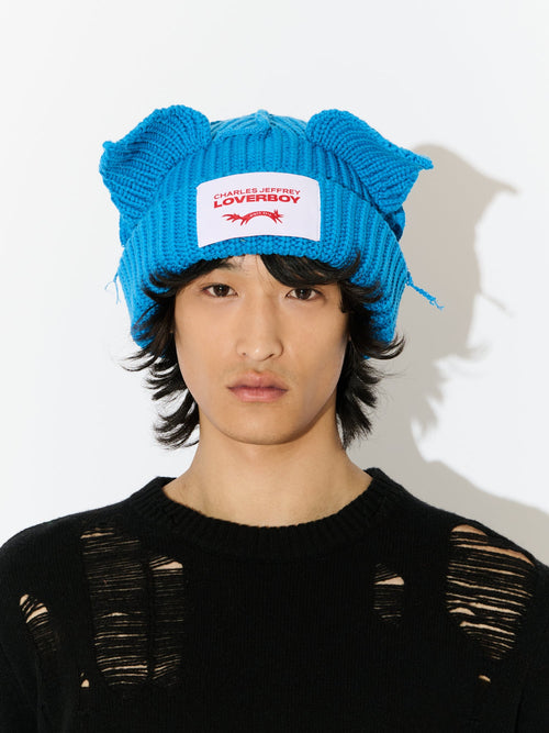 CHUNKY EARS BEANIE in LIGHT BLUE