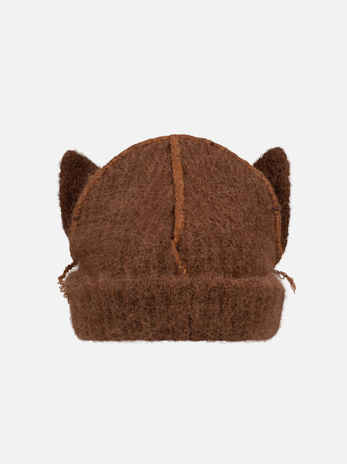 ALPACA CHUNKY EARS BEANIE in BROWN