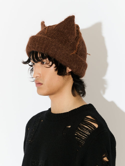 ALPACA CHUNKY EARS BEANIE in BROWN