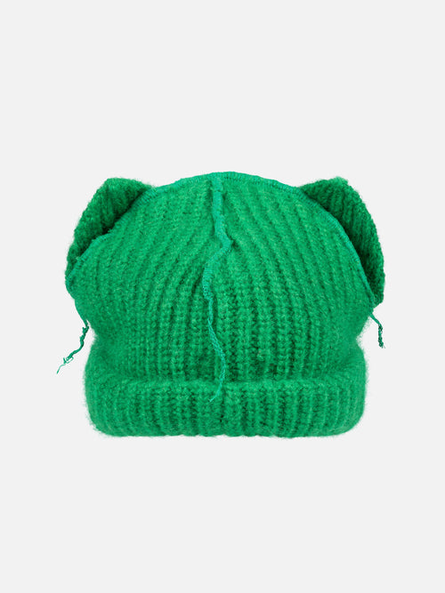 MOHAIR CHUNKY EARS BEANIE in GREEN | Charles Jeffrey Loverboy