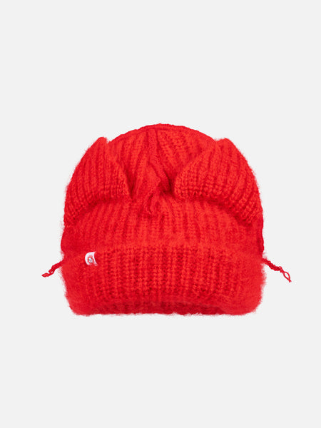 MOHAIR CHUNKY EARS BEANIE in RED – Charles Jeffrey Loverboy