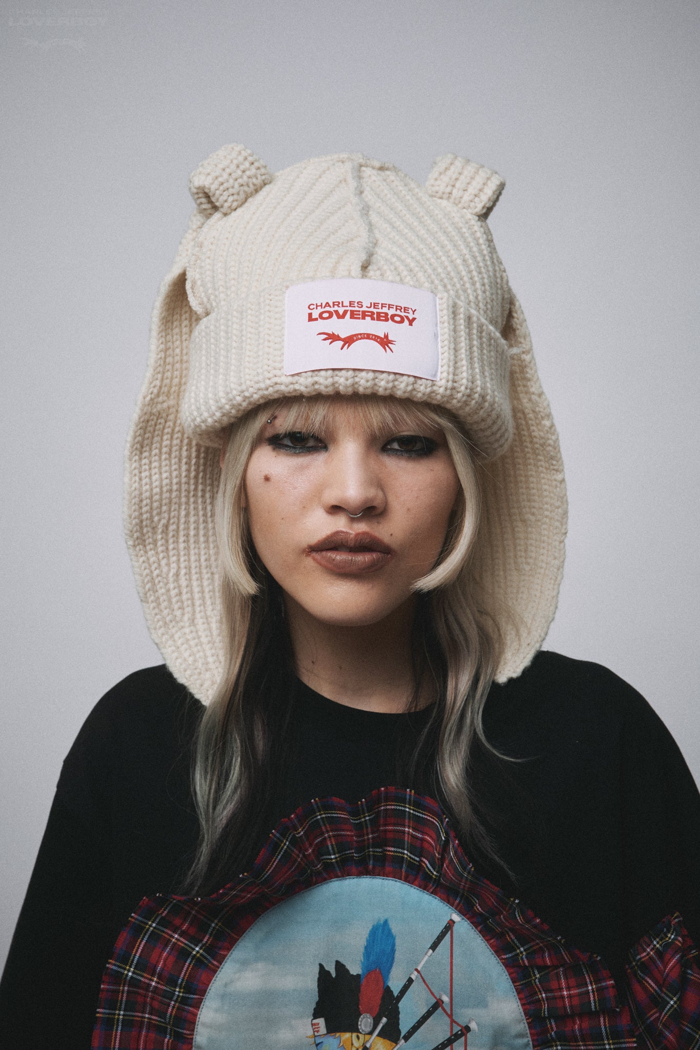 CHUNKY RABBIT BEANIE in ECRU