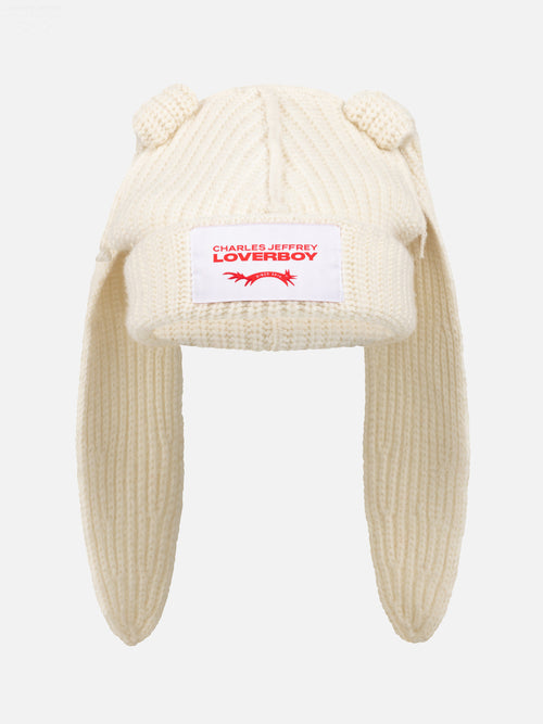 CHUNKY RABBIT BEANIE in ECRU