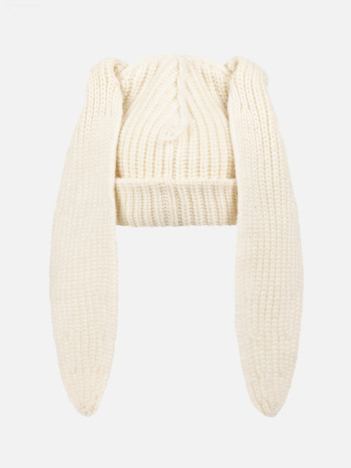 CHUNKY RABBIT BEANIE in ECRU
