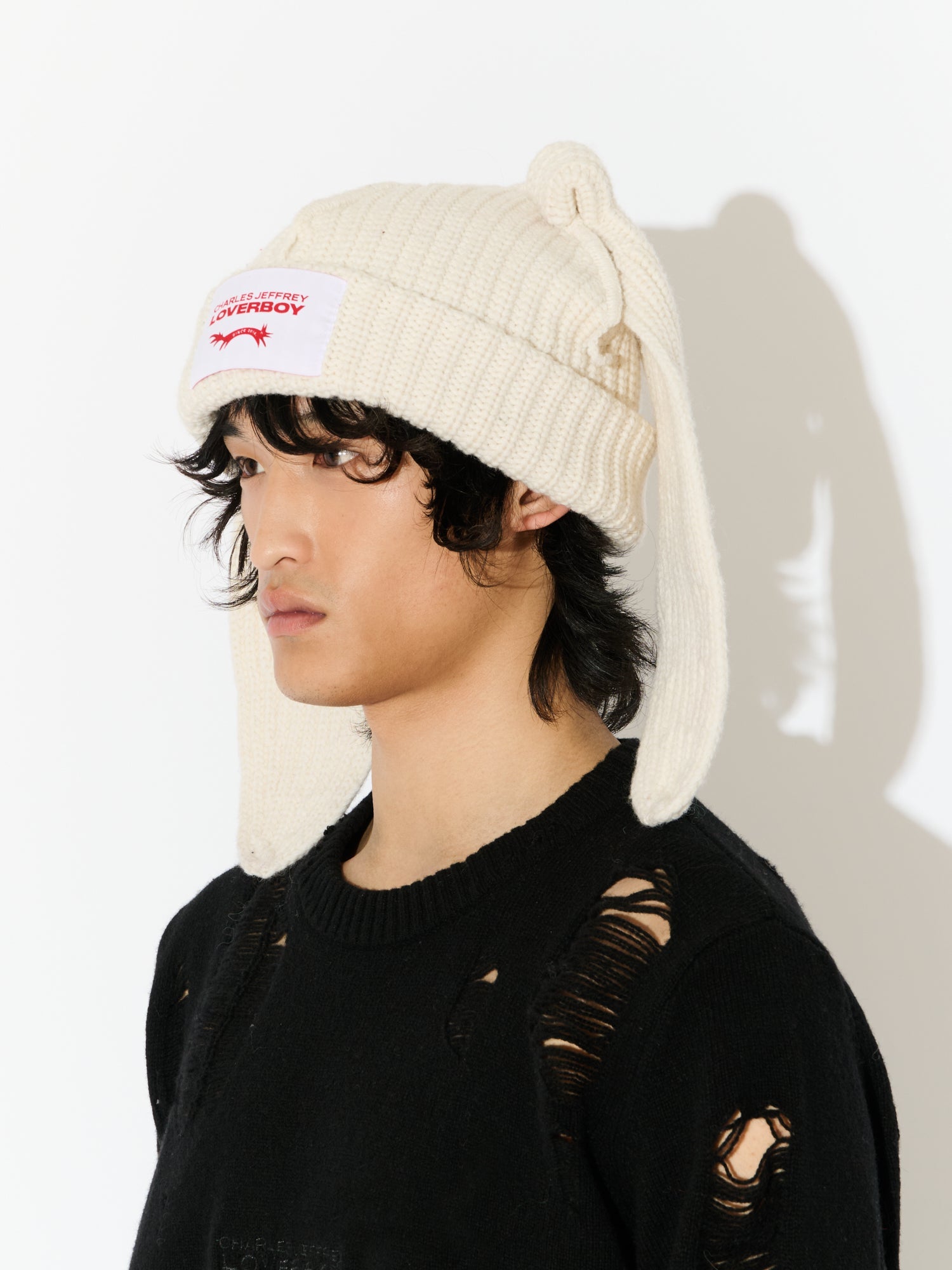 CHUNKY RABBIT BEANIE in ECRU