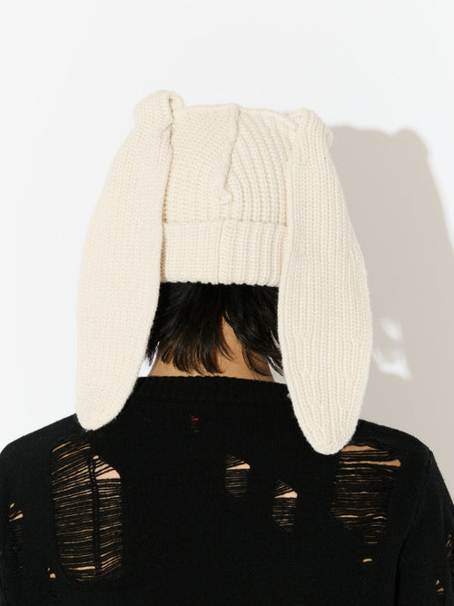 CHUNKY RABBIT BEANIE in ECRU