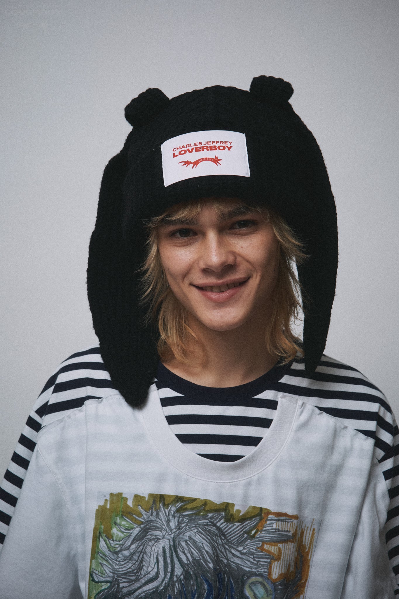 CHUNKY RABBIT BEANIE in BLACK