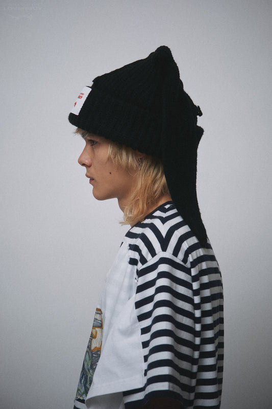 CHUNKY RABBIT BEANIE in BLACK