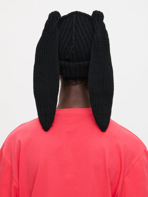 CHUNKY RABBIT BEANIE in BLACK