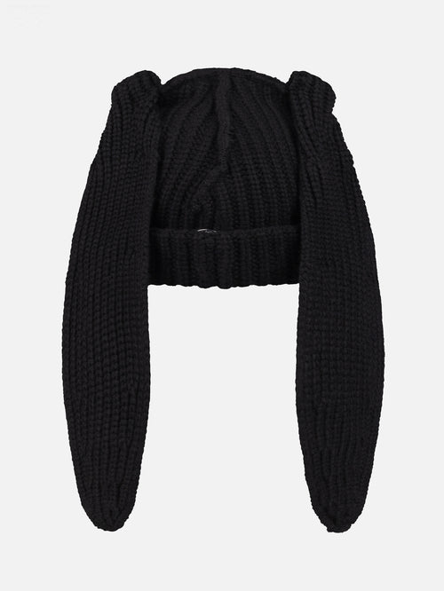 CHUNKY RABBIT BEANIE in BLACK