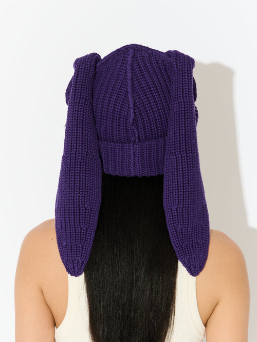 CHUNKY RABBIT BEANIE in PURPLE