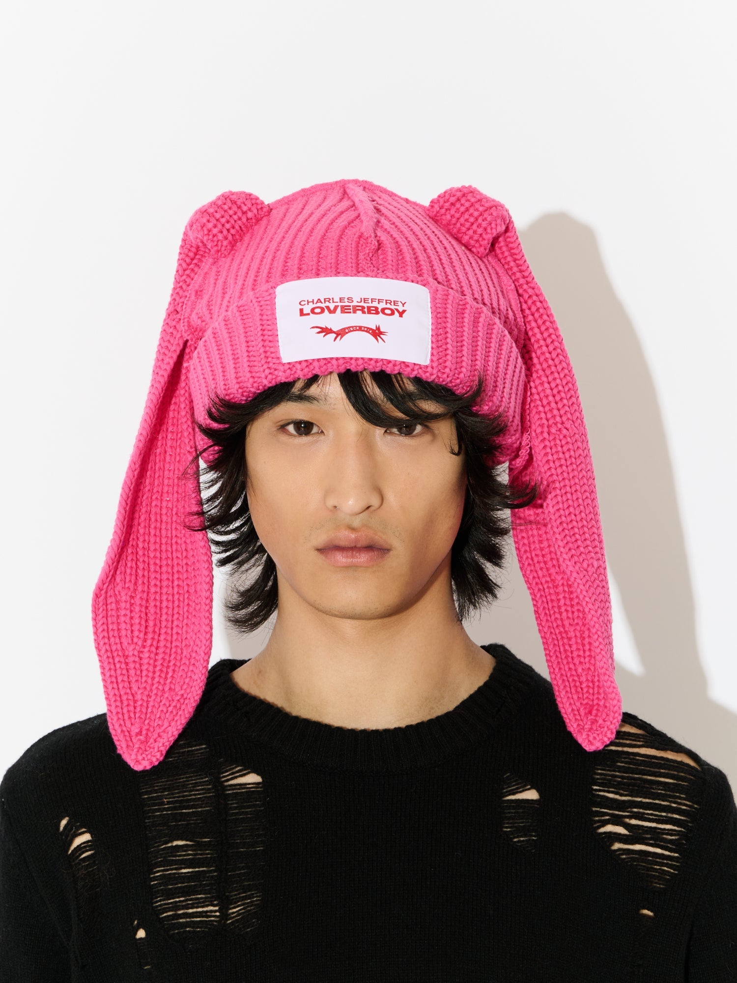 CHUNKY RABBIT BEANIE in PINK
