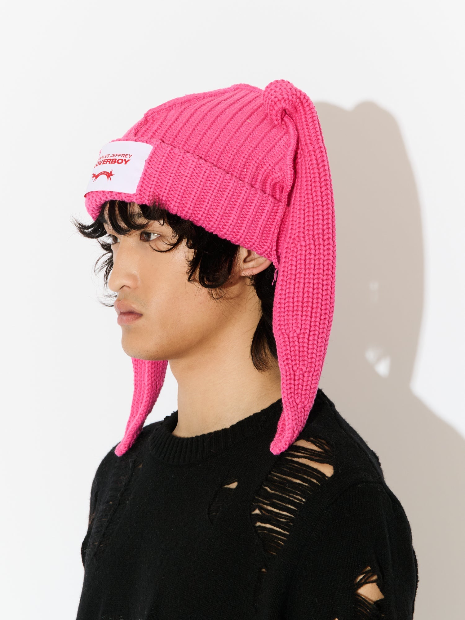 CHUNKY RABBIT BEANIE in PINK