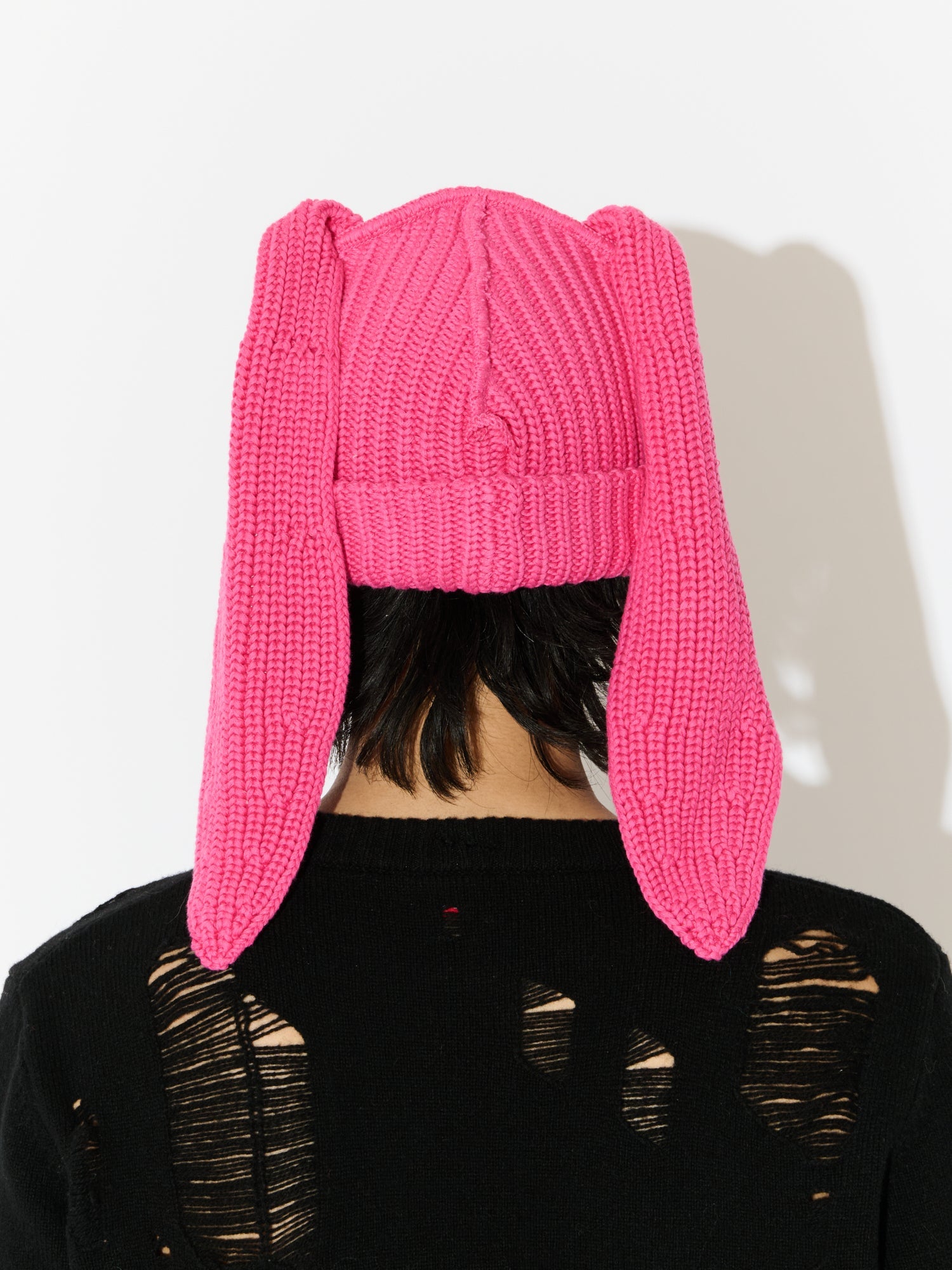 CHUNKY RABBIT BEANIE in PINK