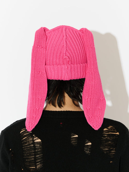CHUNKY RABBIT BEANIE in PINK