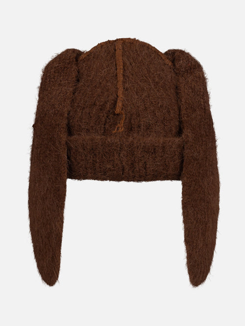 ALPACA CHUNKY RABBIT BEANIE in BROWN | Charles Jeffrey Loverboy
