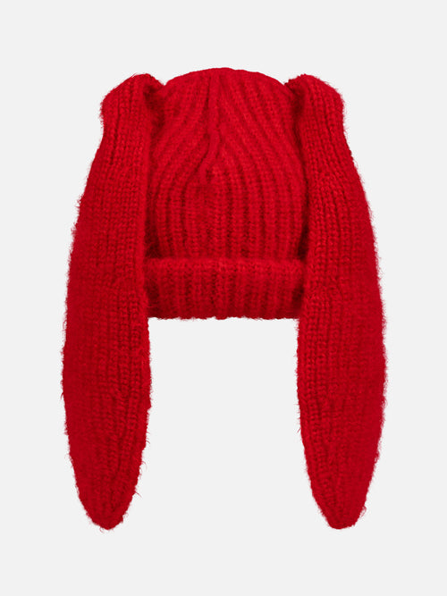 MOHAIR CHUNKY RABBIT BEANIE in RED | Charles Jeffrey Loverboy