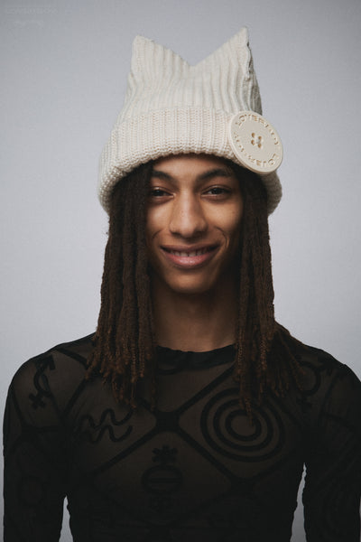 BOX BEANIE in ECRU – Charles Jeffrey Loverboy