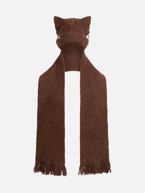 ALPACA CHUNKY EARS BEANIE SCARF in BROWN | Charles Jeffrey Loverboy