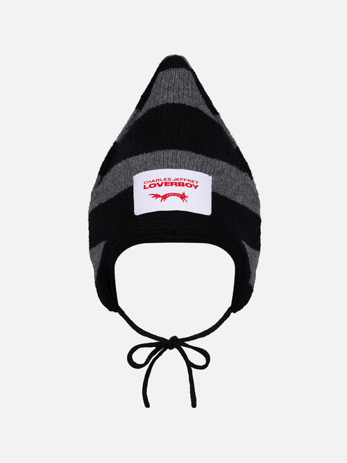 SPIKE BONNET in BLACK GREY STRIPE | Charles Jeffrey Loverboy