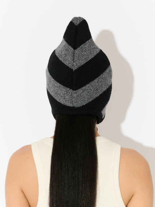 SPIKE BONNET in BLACK GREY STRIPE