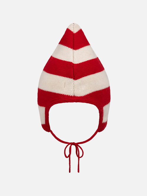 SPIKE BONNET in RED ECRU STRIPE