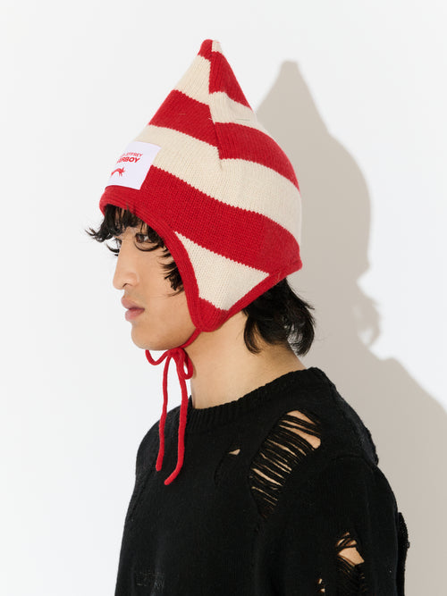 SPIKE BONNET in RED ECRU STRIPE