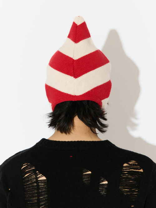 SPIKE BONNET in RED ECRU STRIPE