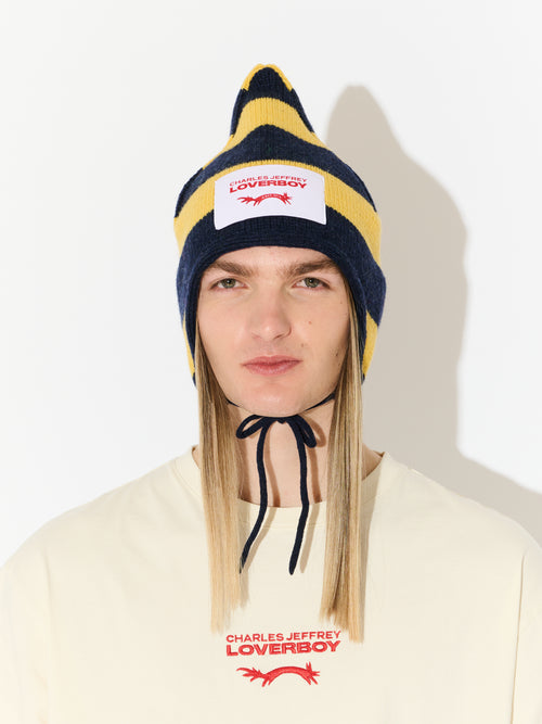 SPIKE BONNET in YELLOW NAVY BLUE STRIPE